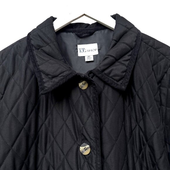 The Tog Shop Black Quilted Jacket XL Womens Barn Coat Preppy Equestrian - Picture 3 of 12